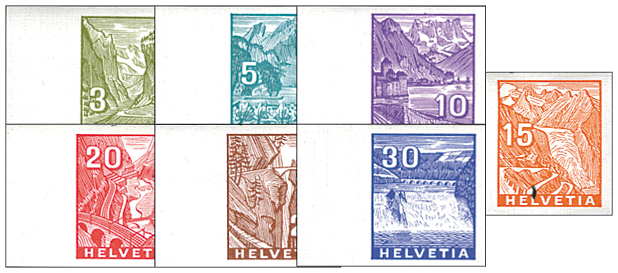 1934, Landschaftsbilder (Buchdruck), Probedrucke ungezähnt