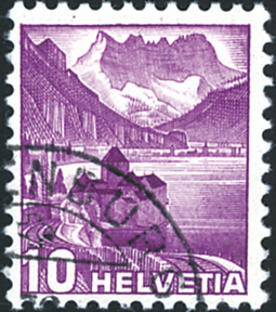 10 Rp. Schloss Chillon, nachgestochene Platte