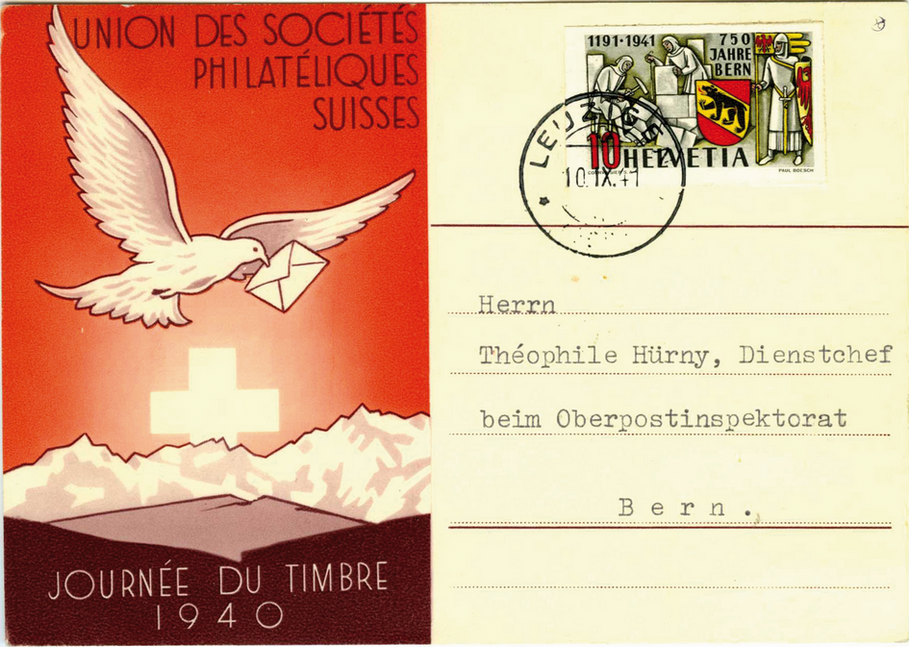 10 Rp. Herzog Berchtold, dunkelgrau-rot, "Ungezähnt"