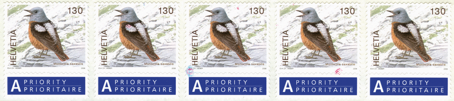 130 Rp. Steinrötel, "Grosse rote und blaue Farbflecken"