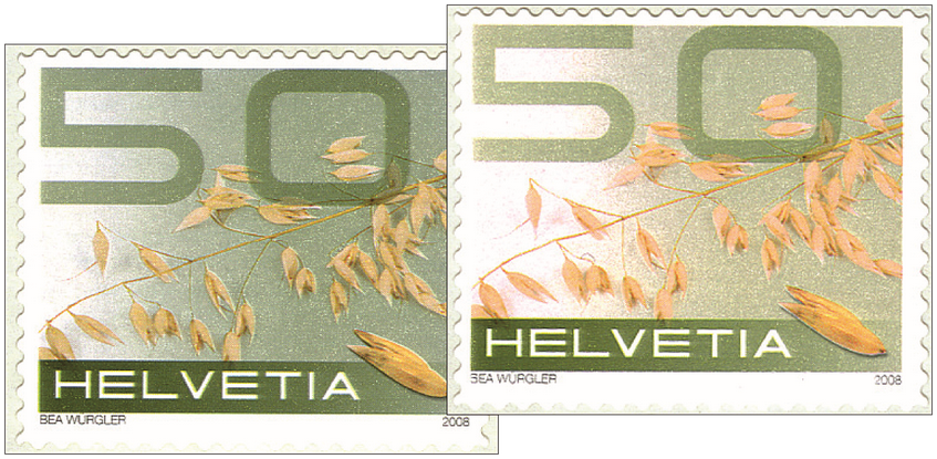 50 Rp. Hafer, "Plattenabnutzung", dadurch die 5 unvollständig