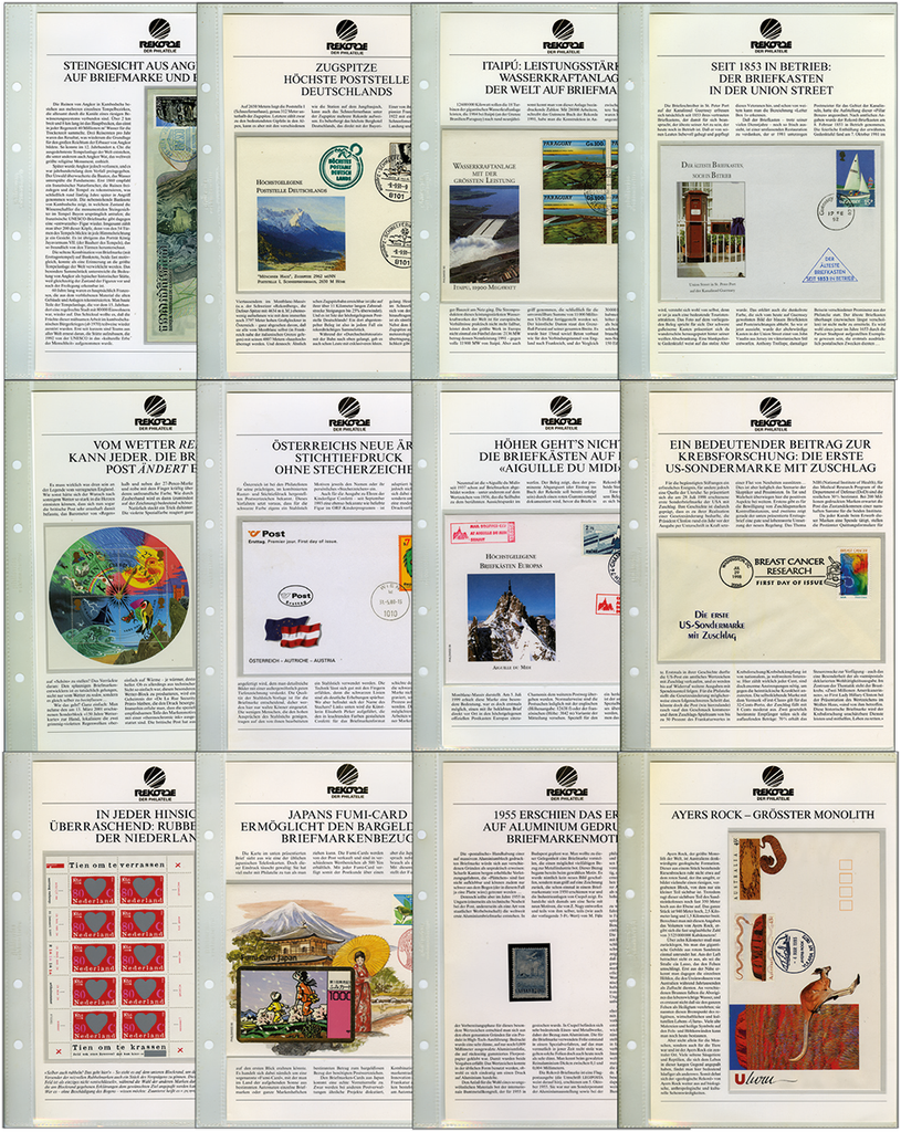 Rekorde der Philatelie - Spezialsammlung mit über 110 Kapiteln , in drei gewichtigen Ordnern.