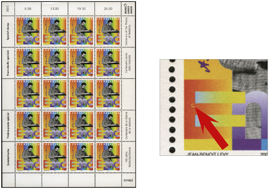 100 Jahre Relativitätstheorie, Abart:"Grosser Fleck bei E", Kleinbogen