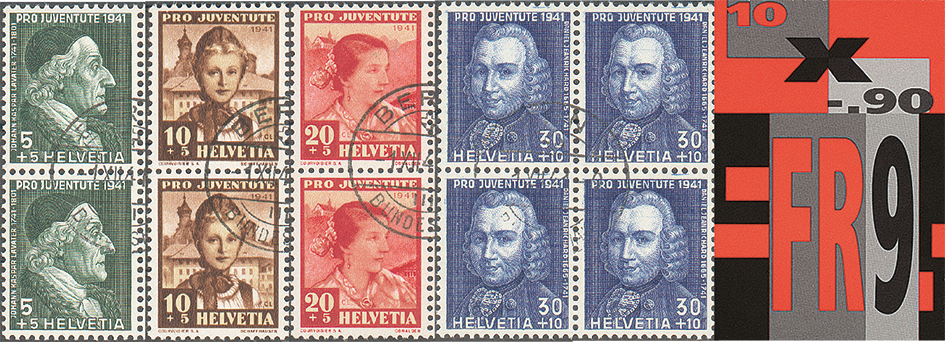 Bildnisse Lavater u. Jeanrichard, Trachten, ET-Stempel 1.XII.1941