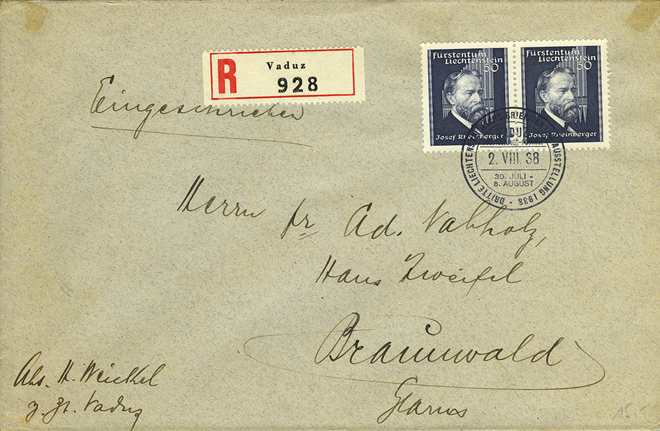 1938, 3. Liechtensteinische Briefmarkenausstellung, Vaduz
