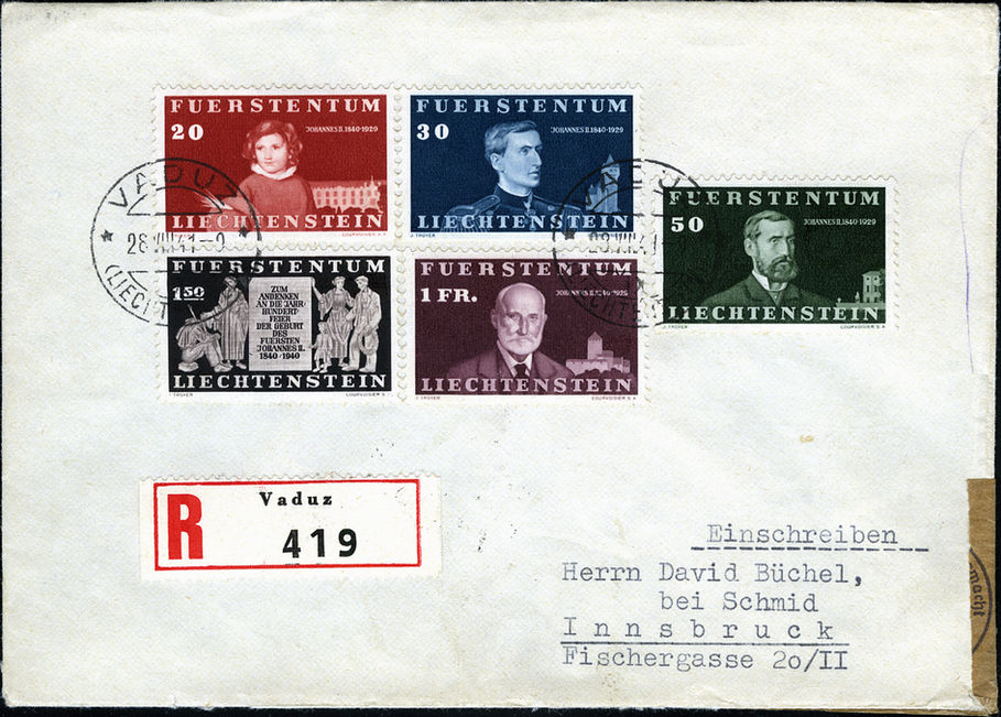 1941, 100. Geburtstag des Fürsten Johann II.