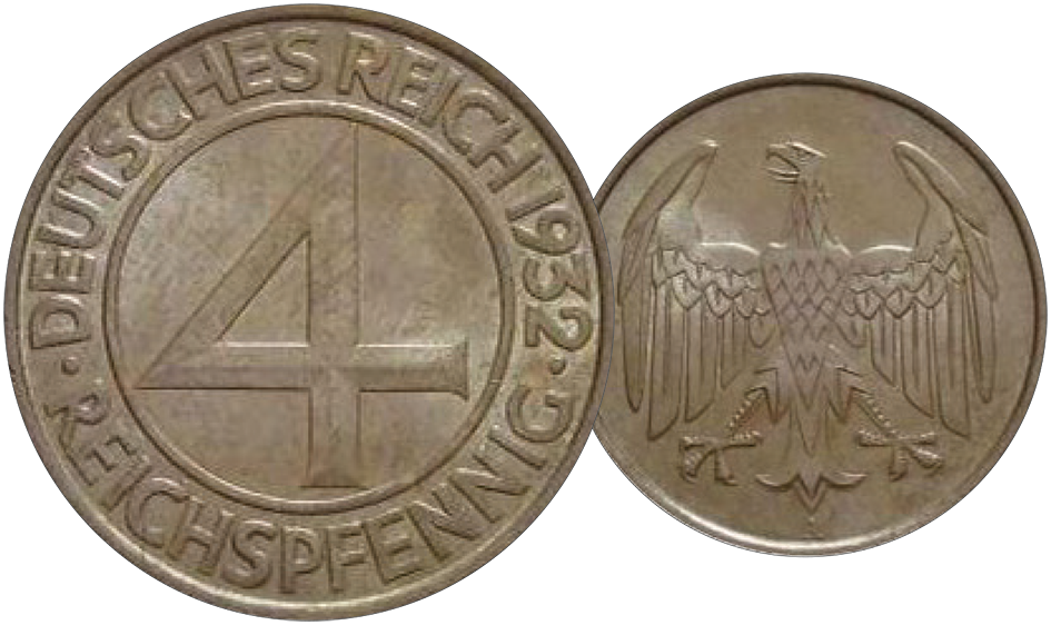 1932, 4 Reichspfennig "Deutsches Reich"