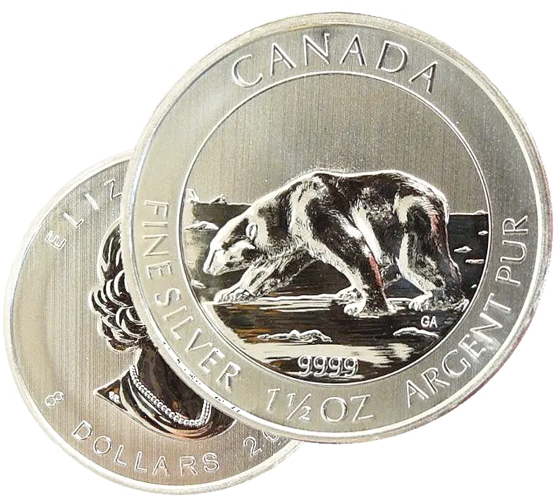 2013, 1,5 Unzen Silber-Anlagemünze "Polarbär", Kanada, Einzeln