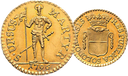 1796, Viertelduplone Solothurn, 1.90g schwer, Gold, vorzügliche Erhaltung.