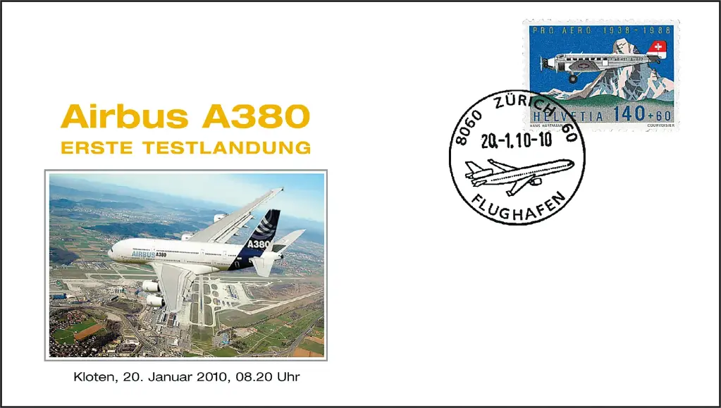 A380 Erstflug, erste Testlandung in Zürich-Kloten