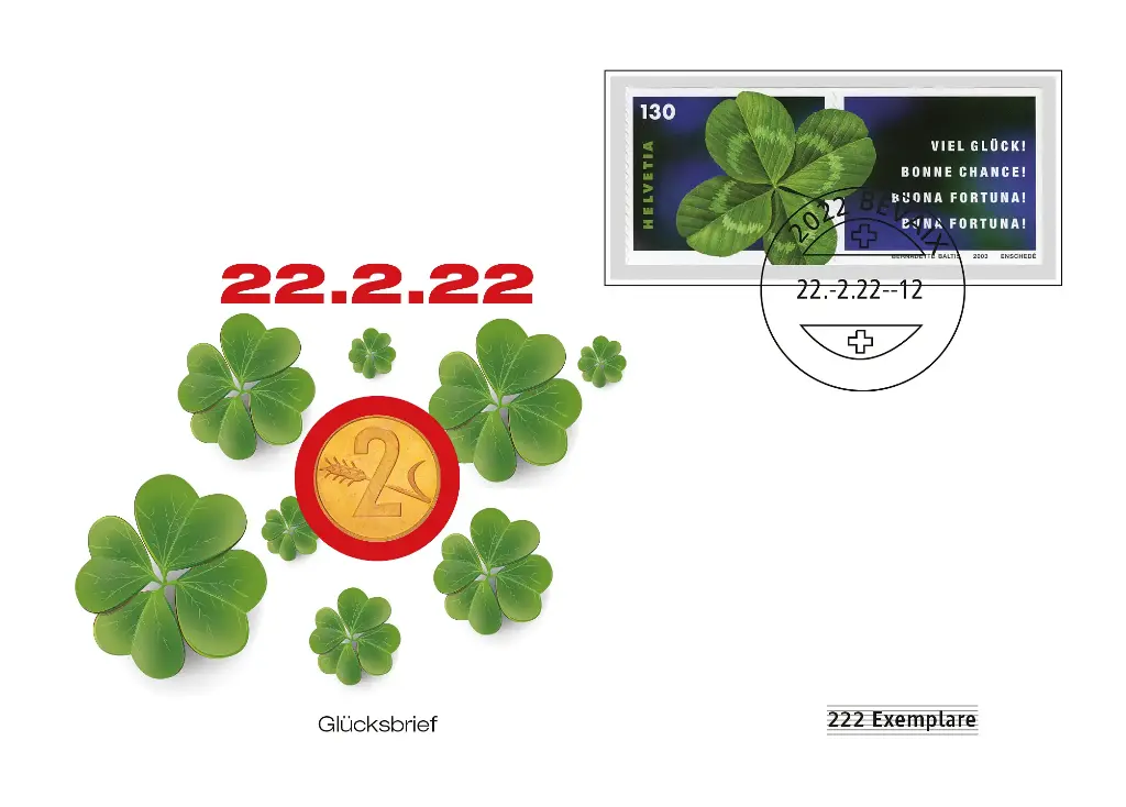 Glücks-Numisbrief "22.2.22" per 1