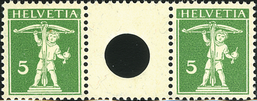 [7350.7.01] 5+5 Rp. grün, Type 2