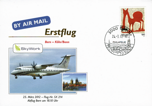[7371.2012.07] 2012, Erstflug &quot;Skywork&quot; Bern-Köln-Bonn