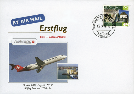 [7371.2012.14] 2012, Erstflug Helvetic Airlines Bern-Catania