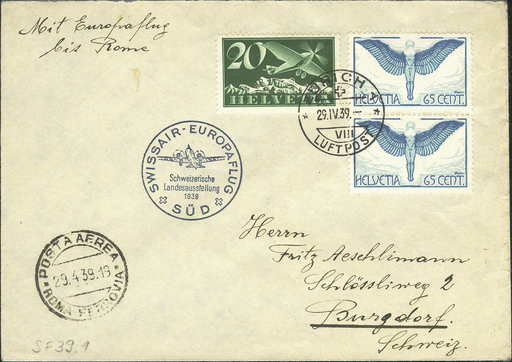 [7374.39.01] 1939, Swissair Europaflug Süd