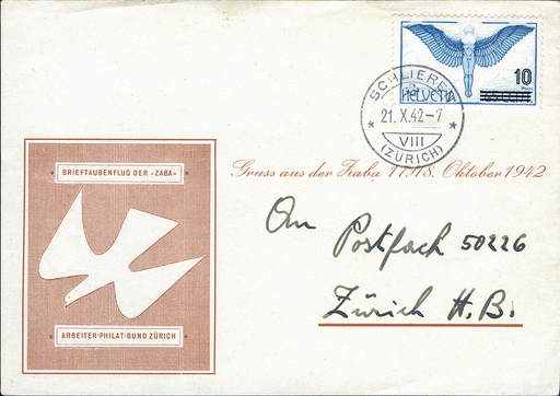 [7374.42.01] 1942, Brieftaubenpost "ZABA"