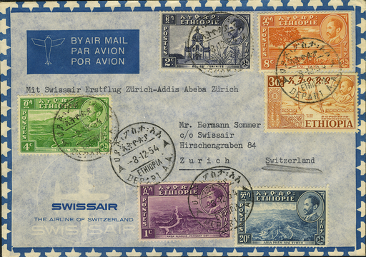 [7374.54.01] 1954, Addis Abeba - Zürich