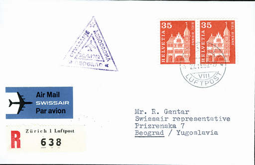 [7374.62.02] 1962, Zürich - Belgrad, Swissair Sonderflug mit Caravelle zur Flughafeneröffnung "Otvaranjs Aerodroma Beograd"