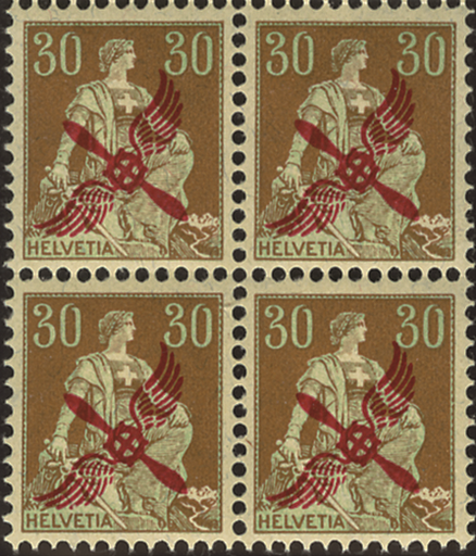 [7375.1.01] 30 Rp. Helvetia mit Schwert, hellbraun-grün