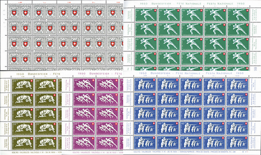 [7400.46.09] 1950, 100 Jahre Eidgenössische Post und Sportdarstellungen