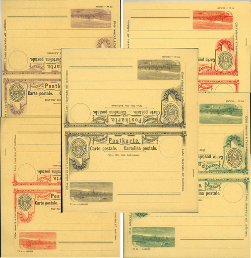 [7591.26.02] 1893, Kantonale Gewerbeausstellung in Zürich, Druckprobe der Ganzsache-Serie im Kehrdruck