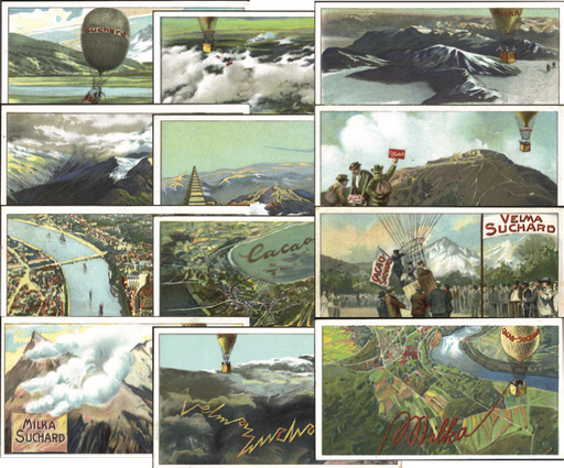 [7591.215.01] 1907, Ballon-Fahrten, Werbeserie mit 12 Karten