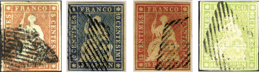 [7152.22.06] 1854, Sitzende Helvetia, ungezähnt (Strubel)