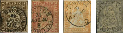 [7158.22.06] 1856-1857, Sitzende Helvetia, ungezähnt (Strubel)