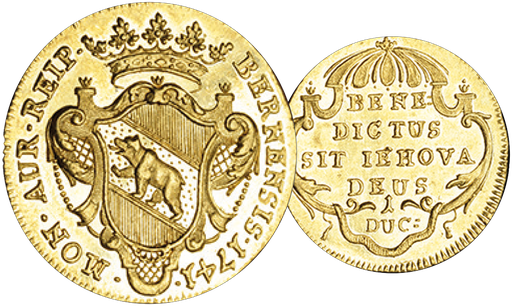 [8013.1741.02] 1741, Dukat Bern, 3.44g schwer, Gold, unrirkuliert/Stempelglanz