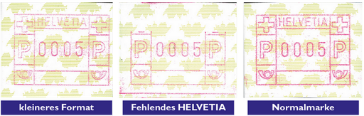 [7310.9.15] 2003, ATM-Typ 9y, kleineres Format, Helvetia fehlt und Normalmarke