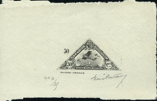 [7374.25.62] 1925 Internationales Flugmeeting Genf, OK - Vignette 30 Rp. schwarz auf Büttenpapier