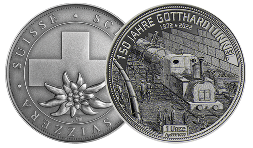 [7986.2023.28] 1 Unze "150 Jahre Gotthardtunnel"