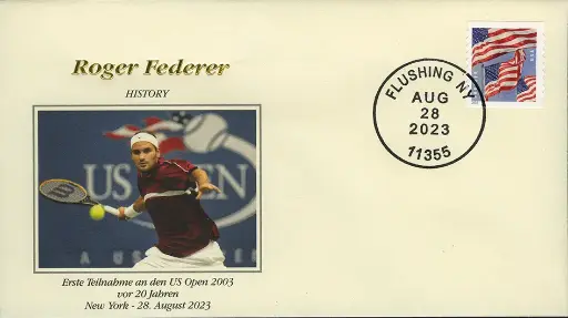 [9974.2023.08] 2023, Roger Federer - HISTORY - Erste Teilnahme am Grand-Slam-Turnier - US OPEN