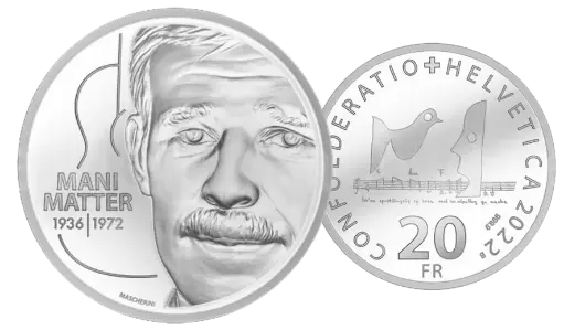 [7996.2022.02] 2022, 20 Fr. Gedenkmünze "Mani Matter"