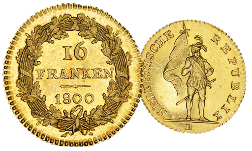 [7997.1800.03] 1800, 16 Franken Duplone Helvetische Republik