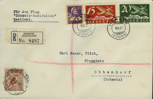 [7374.33.23] 1933, Australien-Flug Zürich - Sydney