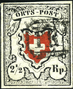 [7033.13.17] 2 1-2 Rp. schwarz-rot, Type 39