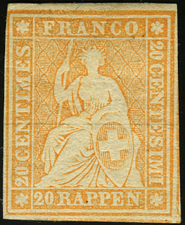 [7160.25.03] 20 Rp. gelblichorange, Berner Druck, 4. Druckperiode