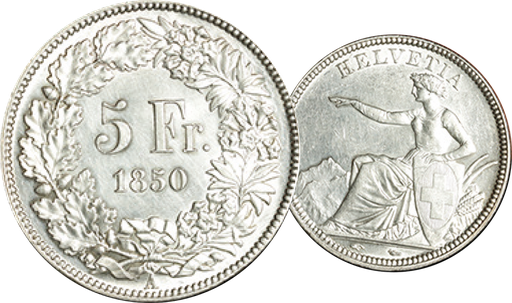 [7878.1850.02] 1850, 5 Fr. Silber-Kursmünze