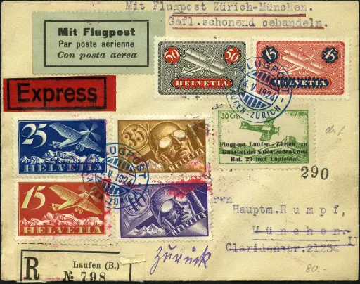 [7374.24.92] 1924, Flugtag Laufen, Vignette "Dcs statt DES"