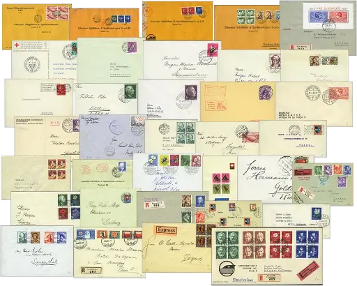 [7390.1918.01] 1918-1960, Belege-Kollektion Pro Juventute