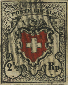 [7034.14.27] 2 1-2 Rp. tiefschwarz-rot, Type 10