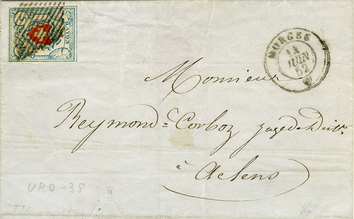 [7048.17.64] 5 Rp. hellblau-rot, Type 38, unbekannter Stein (RO)