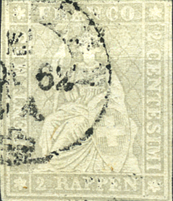 [7160.21.14] 2 Rp. grau, Berner Druck, 4. Druckperiode