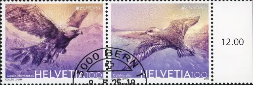 [7340.1727.09] 2019, Europa-Vögel, "Fehlender Gold- oder Silberaufdruck"