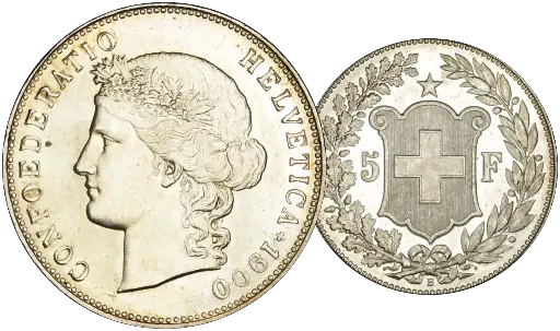 [7877.1900.03] 1900, Riesen-Fünflieber, "Helvetia Kopf"