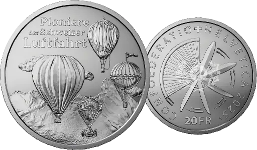 [7996.2025.03] 2025, 20 Fr. Gedenkmünze "Pioniere der Schweizer Luftfahrt"