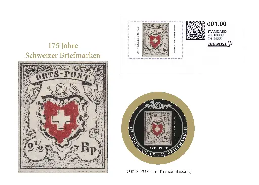 [9959.2025.08] 2025, 175 Jahre Orts-Post mit Kreuzeinfassung