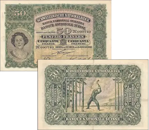 [7994.1910.03] 50 Franken Banknote Schweiz, 2. Emission (1910-1955) 