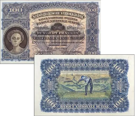 [7994.1910.04] 100 Franken Banknote Schweiz, 2. Emission (1910-1949)  